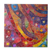 Red Spiritual Abstrakt Flow Mosaik Fliese (Vorderseite)