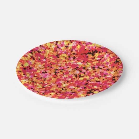 Red Splatted Paint Pappteller (Schrägansicht)