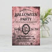 Red Spooky Spuk House Halloween-Party Einladung (Stehend Vorderseite)