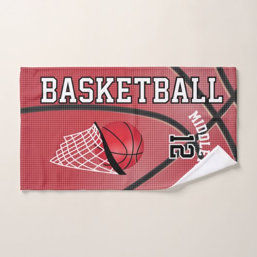 Red Sport 🏀 Basketball | DIY Text Handtuch (Handtuch)
