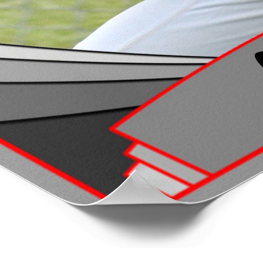 Red Sports & Athletics Individuelle Name & Foto Po Poster (Ecke)