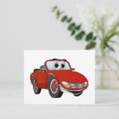 Red Sports Car Convertible Cartoon Postkarte (Stehend Vorderseite)