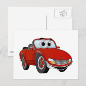 Red Sports Car Convertible Cartoon Postkarte (Vorne/Hinten)