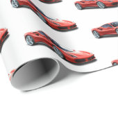 Red Sports Car Geschenkpapier (Rolleneckpunkt)