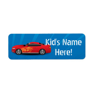 Red Sports Car Kids Boys Schule Aufkleber