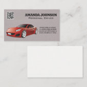 Red Sports Car | Leder | QR-Code Visitenkarte (Vorne/Hinten)