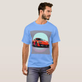 Red Sports Car mit futuristischem Hintergrund T-Shirt (Vorne ganz)