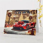 Red Sports Car mit Weihnachtsbummel Karte (Gelbe Blume)