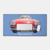 Red Sport's Car, Personalisier Name Schreibtischunterlage (Tastatur & Maus)