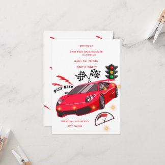 Red Sports Car Racing Theme Party Invite Einladung