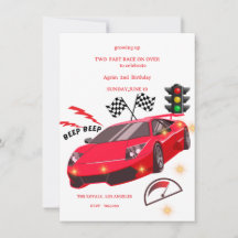 Red Sports Car Racing Theme Party Invite