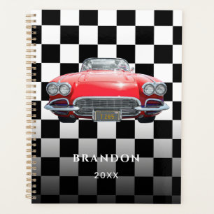 Red Sport's Car, White Name, B/W Checkered Planer