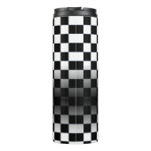 Red Sport's Car, White Name, B/W Checkered Thermosbecher (Rückseite)
