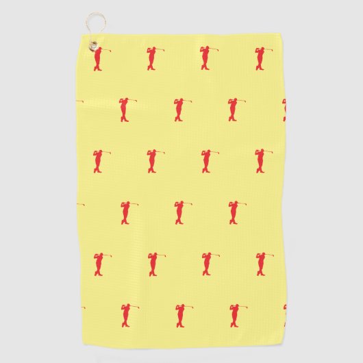 Red Sports Golfer Silhouette Golf Handtuch (Vorderseite)