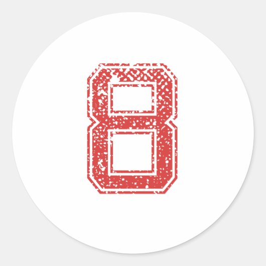 Red Sports Jerzee Nummer 8 Runder Aufkleber (Vorderseite)