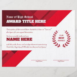 RED SPORTS Recognition Award Briefbogen