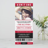 Red Sports Ticket Kinderdusche Party lädt ein Einladung (Stehend Vorderseite)