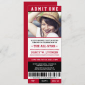 Red Sports Ticket Kinderdusche Party lädt ein Einladung (Vorne/Hinten)