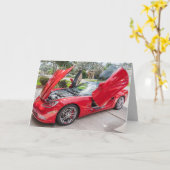 RED SPORTSCAR FLAMBOYANT GEBURTSTAGSKARTEN KARTE (Gelbe Blume)