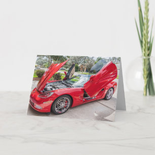 RED SPORTSCAR KONVERTIBLE GEBURTSTAGSKARTEN KARTE