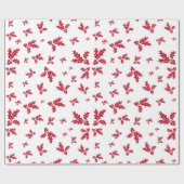 Red Sprig von Holly Berries & Blätter Geschenkpapier (Flach)