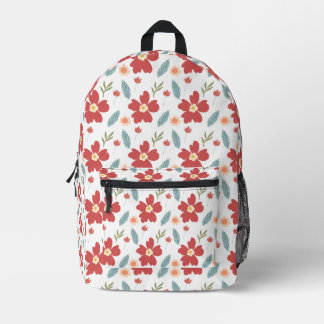 Red Spring Floral Print Rucksack