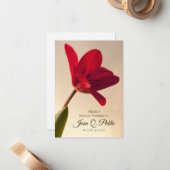 Red Spring Tulip Blume gemeinsam Gedächtnisbeerdig Mitteilungskarte (Vorderseite/Rückseite Beispiel)