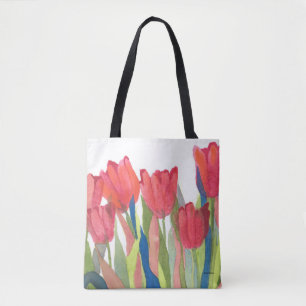 Red Spring Tulip Watercolor Tasche