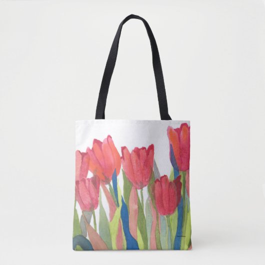 Red Spring Tulip Watercolor Tasche (Vorderseite)