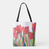 Red Spring Tulip Watercolor Tasche (Rückseite)