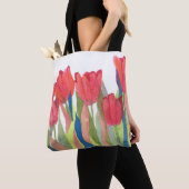 Red Spring Tulip Watercolor Tasche (Von Nahem)