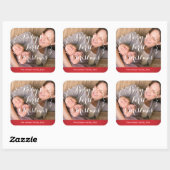 Red Square Baby's First Christmas Foto Stickers (Blatt)