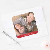 Red Square Baby's First Christmas Foto Stickers (Umschlag)