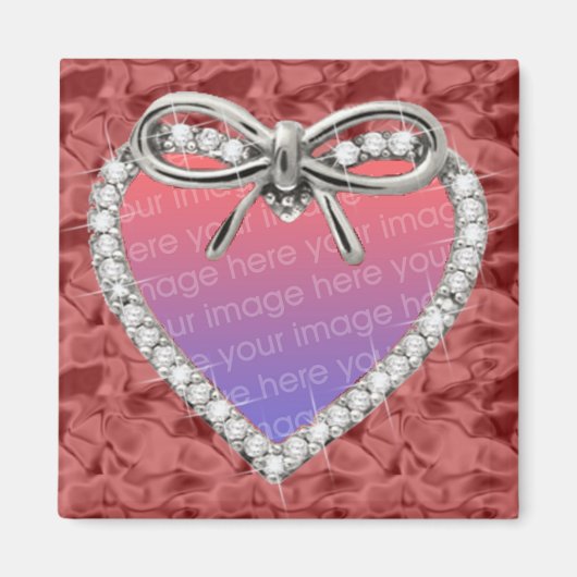 Red Square Diamond Heart Frame Magnet (Vorne)
