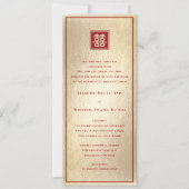 Red Square Double Happiness Gold Chinesisch Hochze Einladung (Vorderseite)