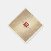 Red Square Double Happiness Gold Chinesisch Hochze Serviette (Ecke)