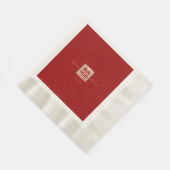 Red Square Double Happiness Gold Chinesisch Hochze Serviette (Ecke)