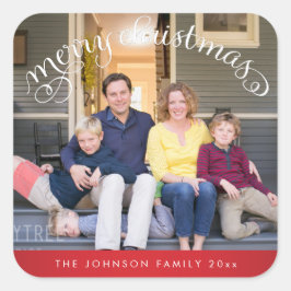 Red Square Frohe Weihnachts-Foto Stickers