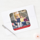 Red Square Frohe Weihnachts-Foto Stickers (Umschlag)