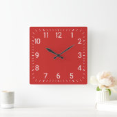 Red Square Wall Clock Quadratische Wanduhr (Zuhause)