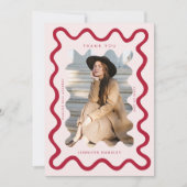 Red Squiggly Wavy Frame Abschluss Vielen Dank Ankündigung (Vorderseite)