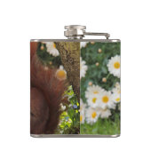 Red Squirrel and Daisies Cute Photo Flachmann (Rückseite)