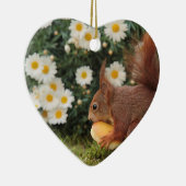 Red Squirrel and Daisies Cute Photo Keramik Ornament (Rechts)