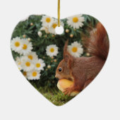Red Squirrel and Daisies Cute Photo Keramik Ornament (Hinten)