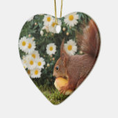Red Squirrel and Daisies Cute Photo Keramik Ornament (Links)