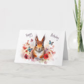 Red Squirrel and Flower Meadow - Wildlife Birthday Karte (Vorderseite)