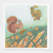 Red Squirrel Eating Hazelnut Illustration Serviette (Vorderseite)