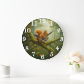 Red squirrel in enchanted woodland große wanduhr (Zuhause)