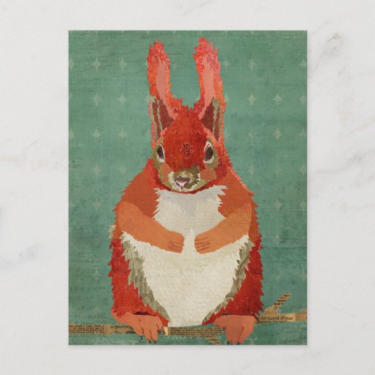 Red Squirrel Retro Postcard Postkarte (Vorderseite)
