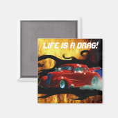 Red Srauking Doorslammer Drag Racing Car Magnet (Vorderseite/Rückseite)